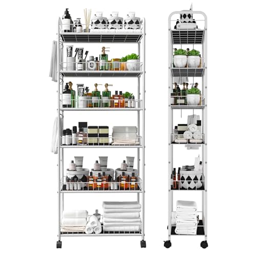 10in 6 Tier Slim Storage Cart with Wheels