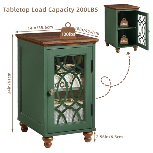 Narrow Side Table with Glass Door Storage
