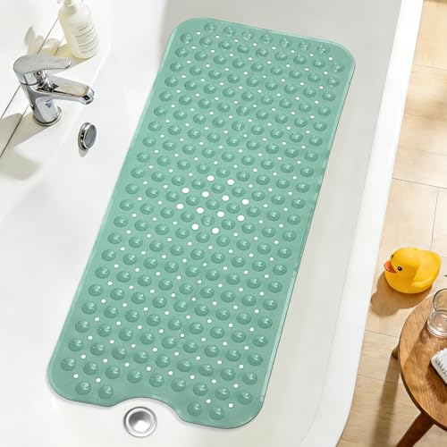 Extra Long Bathtub Mat Non Slip Bath Mat Mars Green 40"x16" Full
