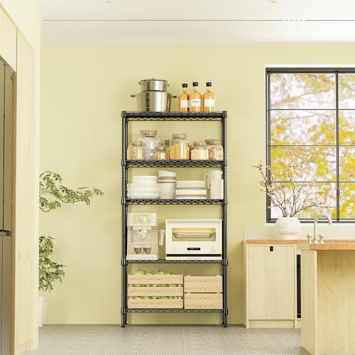 5 Tier Black Metal Storage Shelves