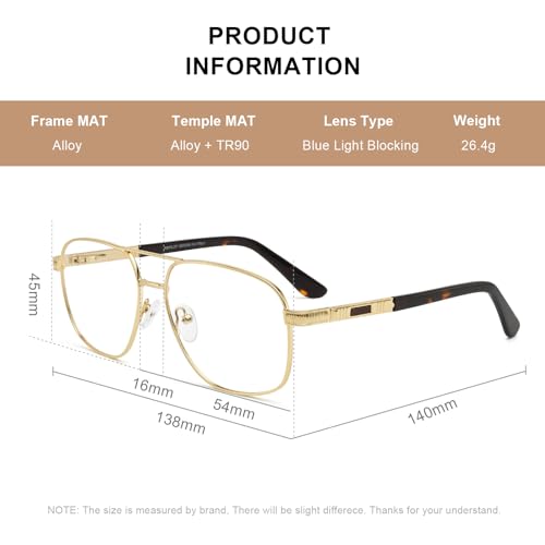 Reading Glasses for Men Square Double Bridge Light Blocking Computer Readers Spring Hinge Metal Frame Acetate Legs - Bel Marant