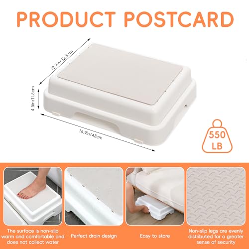 Shower Bath Step Stackable Bathtub Non Slip Safety Step Stool