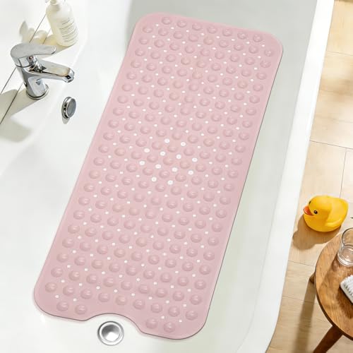 Extra Long Bathtub Mat Non Slip Bath Mat Pink 40"x16" Full Size