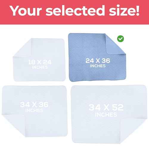 4 Pack Waterproof Reusable Heavy Absorbency Incontinence Bed Pads 24"x36" (4 Count)