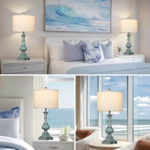 26" Tall Coastal Farmhouse Lamp for Living Room (2 Count)