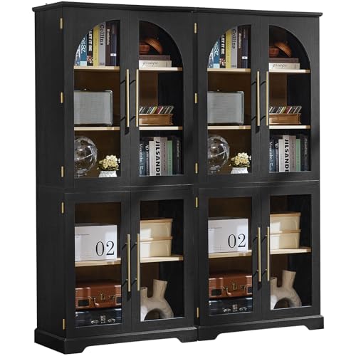 72" Tall Bookshelf with 4 Glass Doors (2 Count)