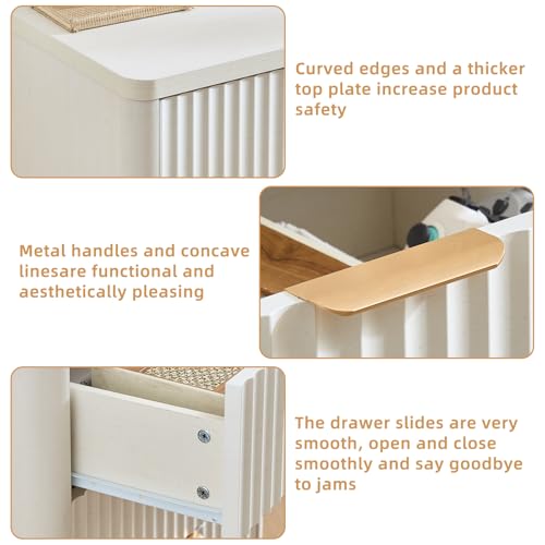 31.5" Wide Fluted Night Stand Set of 2 (2 Count)