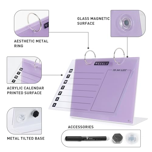 Small Glass Desktop Whiteboard Calendar