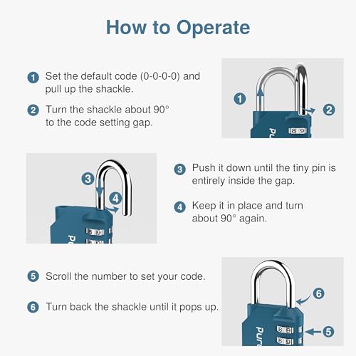 2 Combination Lock Locker 4 Digits Combo Padlock Gym Peacock Blue (2 Count)