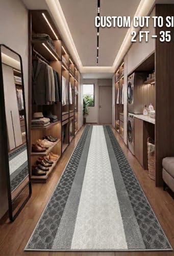 Custom Size Hallway Runner Rug Grey Color 31 inch Wide Select Your Length Non (38.74995 Sq ft)