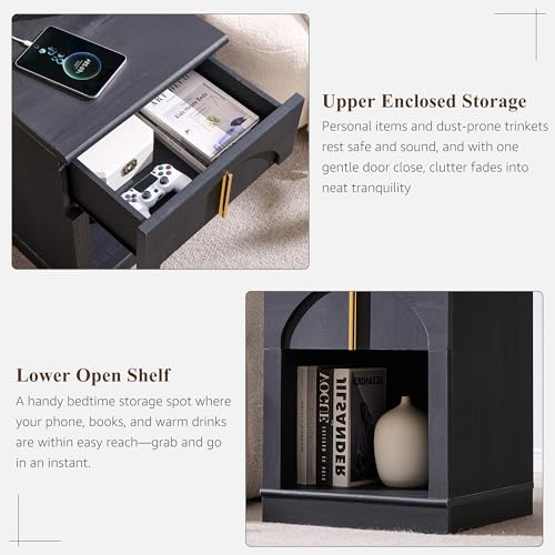 Modern 18" Nightstand with Arched Panel