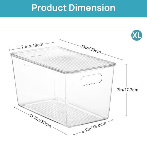 10 Pack Clear Stackable Storage Bins with Lids and Handles (10 Count)
