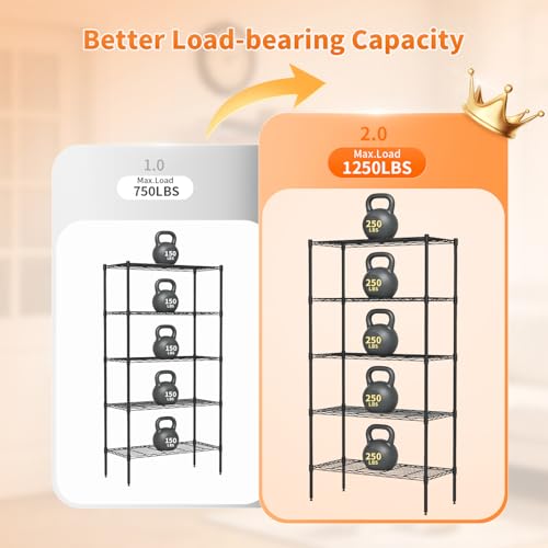 5 Tier Wire Storage Shelves with Wheels