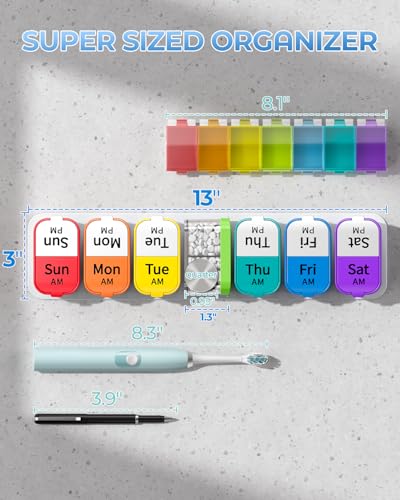 Extra Large Weekly Pill Organizer 7 Day AM PM