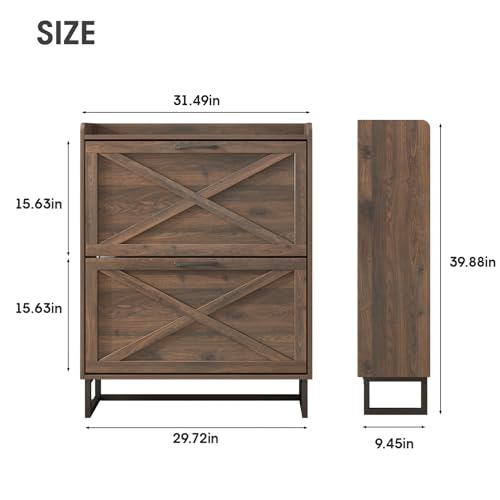 Shoe Storage Cabinet with 2 Flip Drawers
