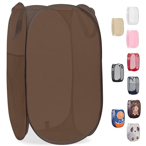 Collapsible Mesh Pop Up Laundry Hamper with Side Pocket