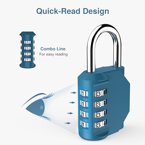 2 Combination Lock Locker 4 Digits Combo Padlock Gym Peacock Blue (2 Count)