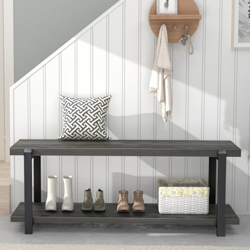 Industrial Entryway Bench with Storage