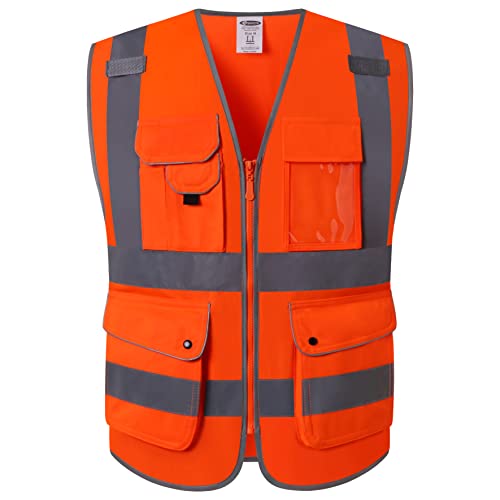 Safety Vest for Men Women Reflective Hi Vis JK150 Orange 2XL