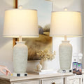 25" Retro White Farmhouse Jar Table Lamps Set of 2 (2 Count)