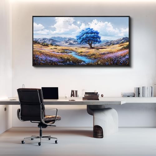Framed Wall Art Rustic Modern Nature Wall Art Canvas Art Wall Decor Spring Scene Wall Art Decor Artwork Mountain Large Wall Art Prints for Room Living Room Bedroom Office Decor 24X48 inch
