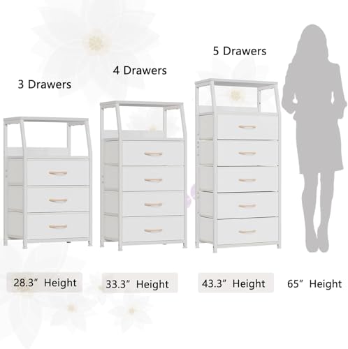 Tall Nightstand with 4 Fabric Drawers