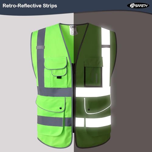 Safety Vest for Men Women Reflective Hi Vis JK150 Green M
