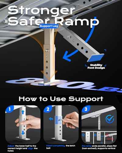 8FT Portable Aluminum Wheelchair Ramp for Home with Support Legs
