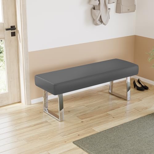 45.3" PU Leather Corner Bench Footstool with Heavy Duty Metal Legs