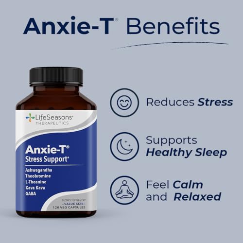 Anxie-T - Stress Relief Supplement - Supports Mood & Mental Focus - Feel Calm and Relaxed - Eases Tension & Nervousness - Ashwagandha, Kava Kava, GABA & L-Theanine - 120 Capsules (120 Count)