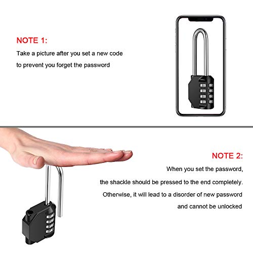 2 Pack disecu 2.6 Inch Long Shackle Combination Lock (2 Count)