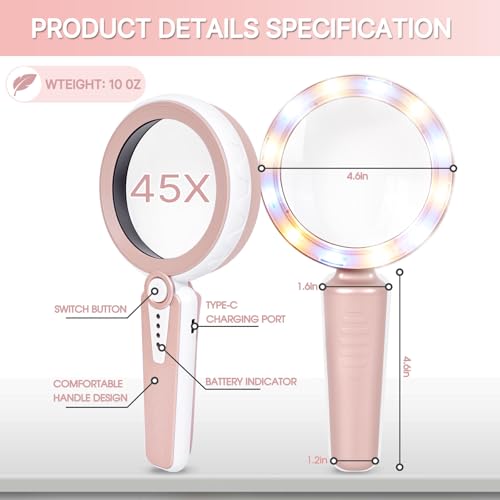 45X Magnifying Glass with Light for Reading