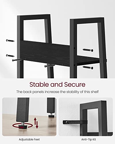 Bookshelf, 5-Tier Narrow Book Shelf, 11.8 x 13.3 x 66.9 Inches, Ladder Shelf for Home Office, Living Room, Bedroom, Kitchen, Ebony Black and Ink Black ULLS109B56