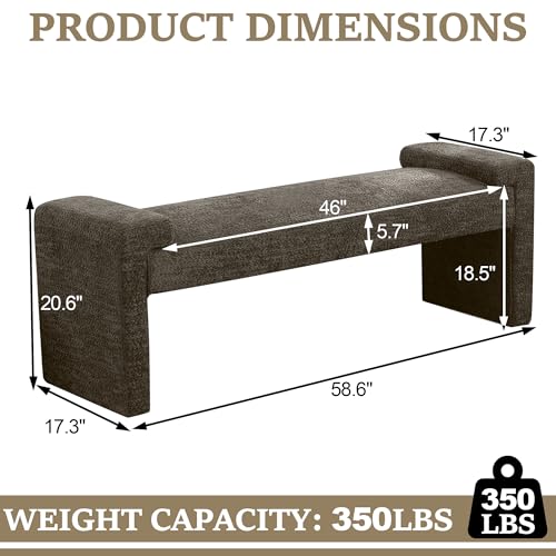 58.7" End of Bed Bench Upholstered Modern Bedroom Bench for Living Room & Entryway