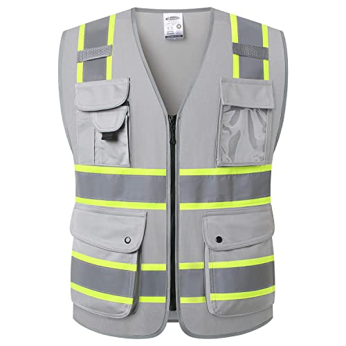 Safety Vest for Men Women Reflective Hi Vis JK901 Grey 4XL