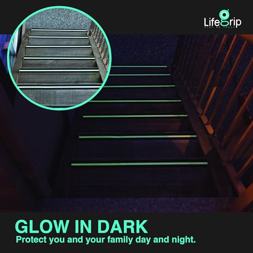 LifeGrip Anti Slip Traction Tape with Glow in the Dark Green Stripe (15 Foot)