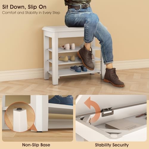 Shoe Rack Bench Seat Rubberwood 3