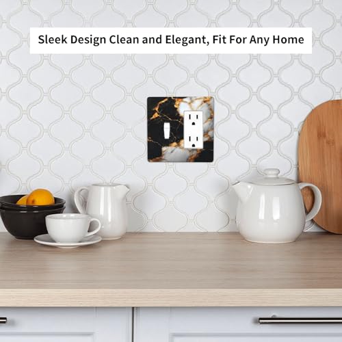 Decorative Outlet Covers Black Gold Marble 2