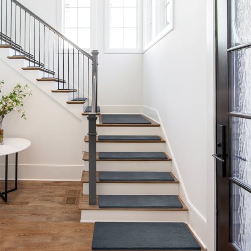 Ultra Plush Carpet Stair Treads 8 x 30 Inch Dark Gray 7 Pcs (11.67 Sq Ft)