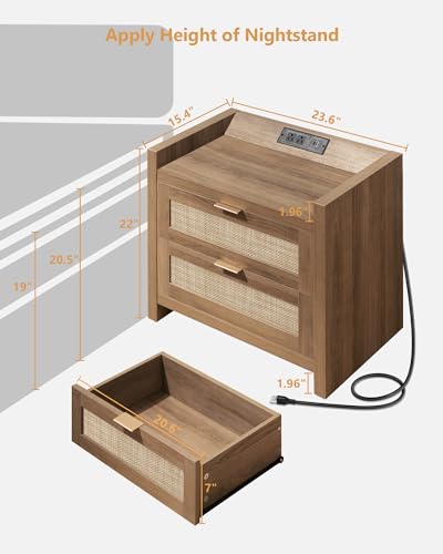 Night Stand with 2 Large Drawers