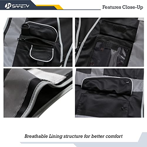 Safety Vest for Men Women Reflective Hi Vis JK150 Black L