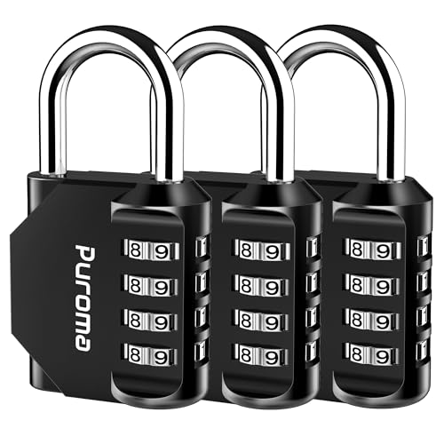 3 Pack Combination Lock Locker 4 Digits Combo Padlock Gym Black (3 Count)