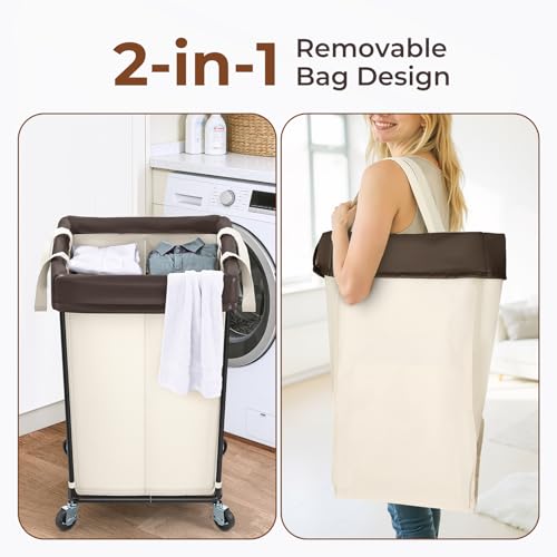 160L Rolling Laundry Basket with Wheels (182.9421 Fl Oz)