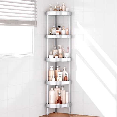 5 Tier Aluminum Corner Shower Caddy Standing (5 Count)