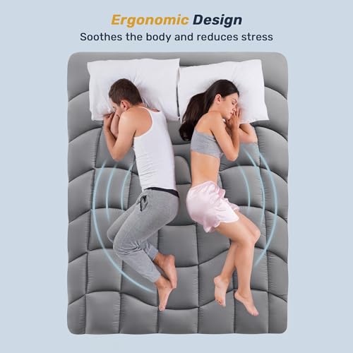 King Mattress Pad Waterproof Ergonomic Quilted for Back Pain Relief