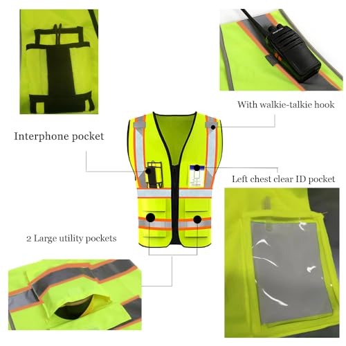 High Visibility Reflective Safety Vest with Pockets Custom Your Logo Safety Workwear