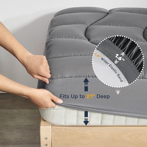 King Mattress Pad Waterproof Ergonomic Quilted for Back Pain Relief