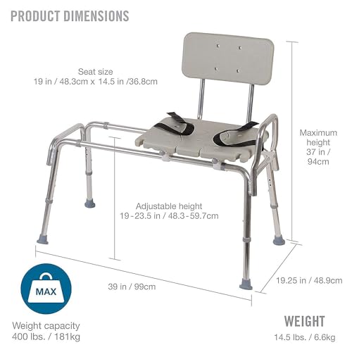 Tub Transfer Bench and Shower Chair with Non Slip Aluminum Body