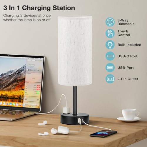 Light Beige Table Lamp for Nightstand