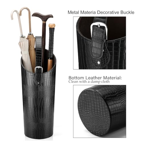 Black Faux Leather Umbrella Stand Holder Entryway Indoor